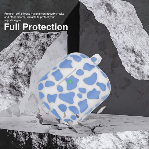 Silicone Cow AirPods 4 Case 2024, YOMPLOW Case Cover with Cleaner Kit for Apple Airpods 4th Generation Floral Print Soft Flexible Cover for Air Pod 4th Women Girls, Skin with Keychain - Cow in Saudi Arabia