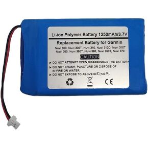 3.7V 1250mAh Replace GPS Navigator Battery for Garmi n Nuvi 300, Nuvi 300T, Nuvi 310, Nuvi 310D, Nuvi 310T, Nuvi 350, Nuvi 350T, Nuvi 360, Nuvi 360T, Nuvi 370，(P/N GARMI N 010-00538-78,361-00019-02