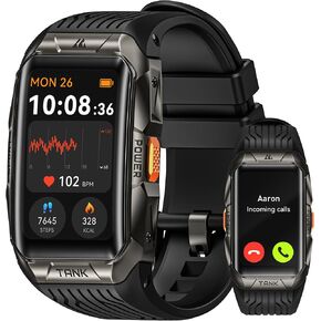 KOSPET Tank X2 Smart Watch Fitness Tracker, 24/7 Heart Rate, Blood Oxygen Monitor, Sleep Tracker, Blutooth Call, Stainless Steel Unibody, 1.64" AMOLED Always-on Display, AI Voice Asisstant