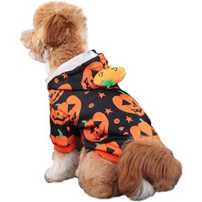 ANIAC Halloween Dog Hoodies Pumpkin Dog Cat Costume Warm Puppy Clothes for Medium Dog Boy Girl Holiday Cat Apparel Hooded Dog Sweatshirt for Cat Small dog (XX-Large, Pumpkin Hoodies)