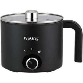 1.8L Electric Hot Pot，Ramen Cooker, Dual power supply Mini Portable Multi-Functional Lazy Pot for Pasta, Noodles, Egg, Soup,Rice，Non-Stick Noodle Cooker with Boil Dry Protection for Dorm, Office (white)