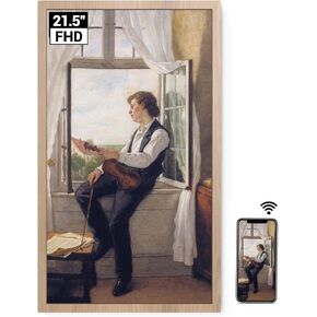 Digital Picture Frame 17 Inch BSIMB 32GB FHD WiFi Digital Photo Frame Digital Art Frame with Dual Band Wi-Fi, Touchscreen, Remote Control, Easy to Share Photos via App, Wall Mountable