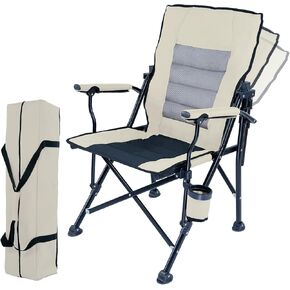 Camping Chairs for Adults, Adjustable Backrest Lawn Chair, Support 350 LBS Folding Chairs with Cup Holder, High Back Camping Chair for Outdoor, Sports Events, Fishing, RV Travel