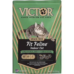 Victor Super Premium Cat Food – Grain Free Fit Feline - Dry Cat Food for Indoor Cats - for All Breeds and All Life Stages from Kitten to Adult, 5lb