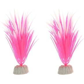 Aquarium Decoration, Aquarium Plastic Plants Decoration for Aquarium Fish Tank,5.12Inch(Pink White,2Pcs)
