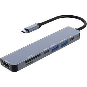 Aluminum 7 in 1 USB C Hub with USB 3.0, USB C Hub with 4K HDMI PD 100W USB 3.0 USB C Data SD/TF Card Reader Port, USB C Multiport Adapter for MacBook Pro, iPhone 15, Laptop, etc