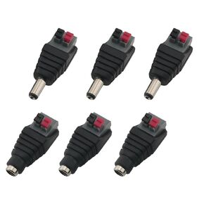 6PCS Solderless DC Plug Speaker Phone Cable to Audio Male Female RCA Connection Adapter Plug Jack for Surveillance Equipment Sensor Color Conversion of Audio Video Signals Black