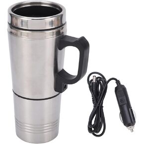 Travel Kettle for Car Fast Boil, 500ML Electric Car Kettle Stainless Steel Coffee Mug Thermal Heated Travel Cigarette Lighter Kettle for Tea, Coffee, 12V