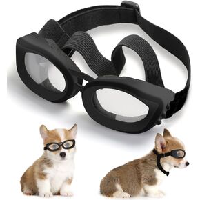 Dog Sunglasses Small Breed, UV Protection Dog Goggles for Small Breed Dog, Windproof Anti-Fog Eye Protection, Pet Glasses for Puppy with Adjustable Strap (Pink)