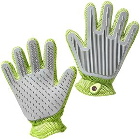 2 in 1 Pet Grooming Gloves - Cat and Dog Glove Brush, High Efficiency Pet Hair Removal Massage Glove, Clean Hair on Both Sides (Grey /1 Piece)