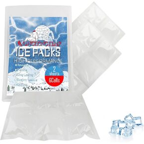 Ice Packs for Lunch & Shipping, Reusable Dry Ice Packs with Flexible Ice Pack Sheets,Leakproof and Long-Lasting, Ice Mat Cube Sheets for Food Fresh and Beverages Cold