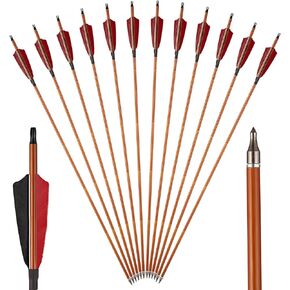 TOPARCHERY Premium 30" Carbon Hunting Arrows with 4" Real Turkey Feathers Fletching and Removable Tips - 500 Spine Practice Target Arrows for Recurve Bow Long Bow -12Pcs