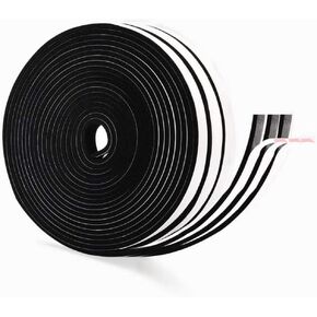 Foam Weather Stripping Black,Single Sided Window Seal Strip for Door and Window,High Density Foam Tape 1/2 Inch W x 1/4 Inch T,Soundproof Foam Insulation Strips,Closed Cell Weatherstrip(Total 33 Feet)