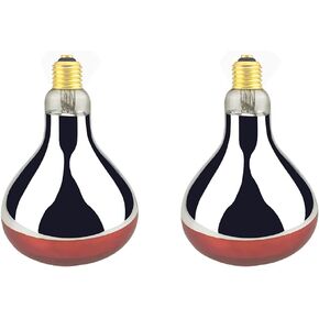 BONGBADA Heat Lamp Bulb R40 125 Watt 2 Pack Clear Infrared Glass Lamp Bulb for Food Service, Brooder Bulb, Chicks, Pet, Bathroom (Clear, R40/125W)