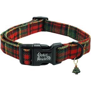 Dog Collars, Christmas Pet Collar Holiday Dog Collar Christmas Plaid Print Pet Collar Durable Collar Cute Dog Collar Soft Dog Collars Adjustable Dog Collar for Medium Dogs