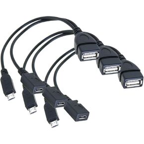 MEETOOT 3PCS 20cm 2 in 1 Cable Micro USB Male to USB Female OTG Cable OTG Adapter Cable for Android and Windows