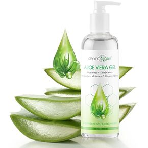 Aloe Vera Gel with Witch Hazel, Vitamin C, and Vitamin E - Skin Soothes, Moisture, and Repair Formula for Face and Body - Nutrient-Rich, Organic 100% Pure Aloe Vera - 12 FL OZ