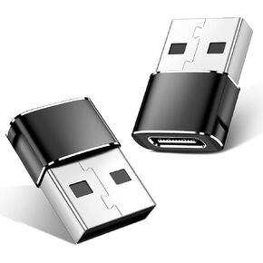 USB to USB C Adapter,Type C Female to A Male OTG Charger Converter for Apple Watch Ultra 8 9,iPhone 16 15 14 13 Pro Max,Samsung S24 S23,AirPods,iPad,Car Play-Black