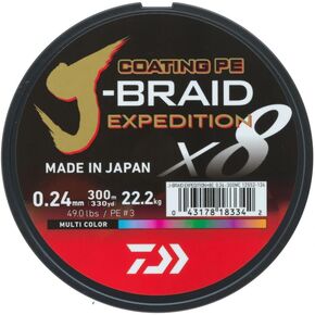 DAIWA J-Braid Expedition X8E, 300m, Multi-Color, Braided Fishing Line