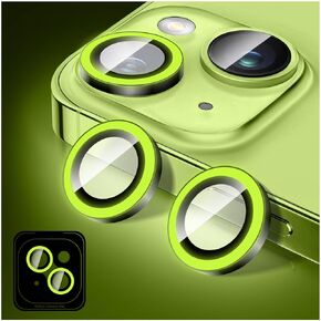 Kucheed Luminous Camera Lens Protector for iPhone 15 Pro/iPhone 15 Pro Max, Bling Noctilucent Tempered Glass Camera Cover Film Stickers, Upgrade Automatic Alignment Anti-Scratch Alloy Rings
