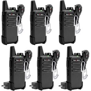 Walkie Talkies Rechargeable Two-Way Radios: MaxTalker MT1 Walkie Talkies for Adults, 2 Way Radio Long Range Transceiver with Earpiece, Walky Talky for School Church Restaurant, 6 Pack