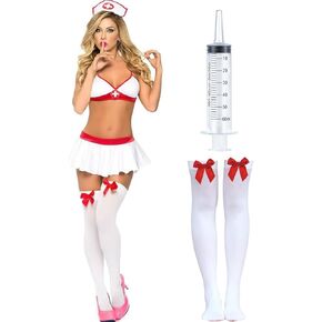 KAPIBARA Low Zipper Sexy Lingerie Nurse Roleplay Uniform Sexy Nurse Halloween Outfit for Women