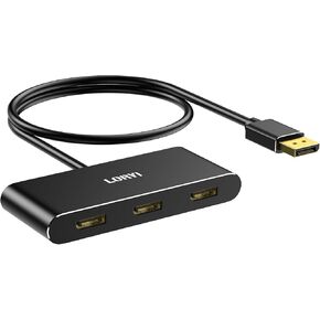 3-Port Displayport Splitter,DP1.4 to 3×DP Multi-Monitor Splitter,Single 8K, Dual 4K 120Hz,MST Displayport hub 1 in 3 Out,Windows Only