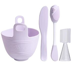 JPNK Facial Mask Bowl Set Bamboo, New DIY 6Pack DIY Clay Mask Mixing Kit with Mask Brushes and Bowl, Bamboo Mask Mixing Tools for Mixing Clay Mask DIY