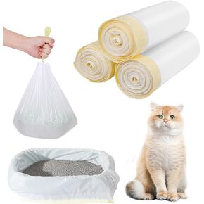 Cat Litter Box Liners - 120 Count Large Drawstring Cat Litter Bags, Extra Large Thick Durable Leak-Proof Litter box Liners Heavy Duty, Kitty Litter Bags for Pet Cat Pan Litter Tray 16" x 25"