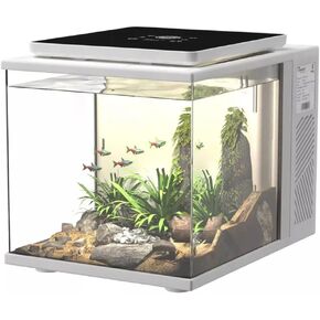 Maxspect Pico Cube Desktop Wi-Fi Enabled 2 Gallon Smart Aquarium Kit - Includes LED Lights, Heater, Filtration & Media - White Finish
