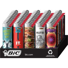 BIC Pocket Lighter, Special Edition Favorites Collection, Assorted Unique Lighter Designs, 50 Count Tray of Lighters