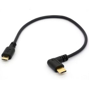 Angle USB Type C to Micro USB Cable, 90 Degree USB-C Male to Micro-B Male Adapter Converter for MacBook Pro, Laptop, Android Devices (Only for Charging) (USB C/Type C Side)