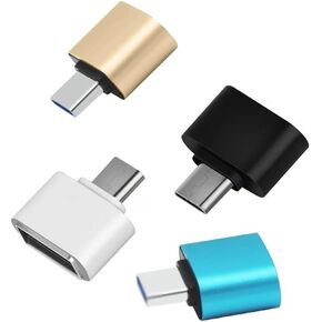 USB C to USB Adapter in Metal(4 Packs) USB Female to USB C Male OTG Adapter, Compatible with MacBook Pro, Samsung Galaxy, Type-C Phones, Laptops, Tablets (1 Black, 1 Silver, 1 Blue and 1 Gold)