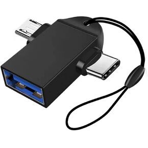 2 in 1 OTG Adapter USB to Type C & Micro USB Conventor, USB 3.0 Female to Micro USB Male and USB C Male Connector for Media TV Sticks, Android Phones or Tablets,Keyboard,Mouse Use (Silver)