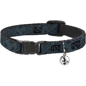 Nickelodeon Cat Collar, Breakaway Collar with Bell, Avatar Last Airbender Air Element Symbol Blues, 8.5 to 12 Inches 0.5 Inch Wide