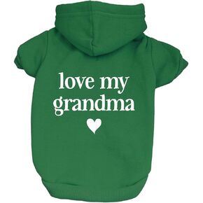 Love My Grandma Mother's Day, Valentine's Day Dog Hoodie Fleece Lined Pullover Sweatshirt with Leash Hole (Baby Pink, Large 399)