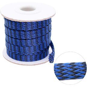 Black-Blue PET Expandable Sleeving Cord Protector Wire Loom Tubing Cable Sleeve for USB Charger Cable Power Cord Audio Video Cable Can Protect Cat Dog from Chewing Cords