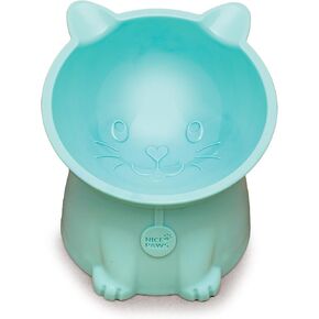 Tilted Elevated Cat Food Bowl - White/Grey/Blue/Pink - 1 Pc - Anti Vomit Raised Pet Bowl for Cats and Small Dogs - 100% Recycled Plastic