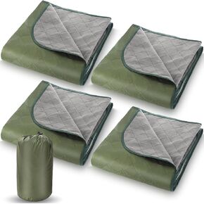 Preboun 4 Pack Large Waterproof Stadium Blanket Bulk 55x78 Inch Thick Warm Fleece Camping Blanket Windproof Picnic Blankets for Homelss Donations Cold Weather Football Games Concert Beach Outdoor