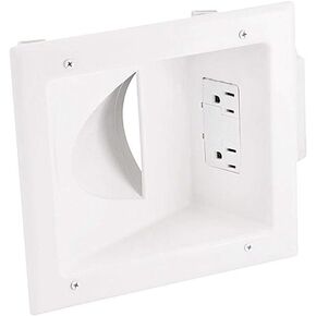 Monoprice 108476 Recessed Low Voltage Media Plate with Duplex Surge Suppressor - White