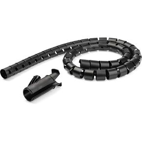 StarTech.com 1.5m (4.9ft) Cable Management Sleeve - Spiral - 1" (25mm) Diameter - W/Cable Loading Tool - Black (CMSCOILED)