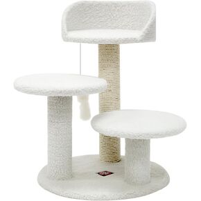 Majestic Pet Products 27 inch Cream Bungalow Cat Furniture Condo House Scratcher Multi Level Pet Activity Tree
