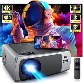 Projector With WiFi And Bluetooth,Mini Outdoor Projector,Portable Movie Projector 1080P 4K Support,Phone Projector Compatible with Android/iOS/Windows/TV Stick/HDMI/USB