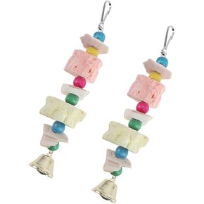 2pcs Cuttlefish Bone Skewers Bird Cockatiel parrotlet Toys Small Animal Teething Toy Chinchilla Grinding Parrot Toys Brain Toy Rabbit Toys Hanging Bell Toy cuttlebone Hammock Molar