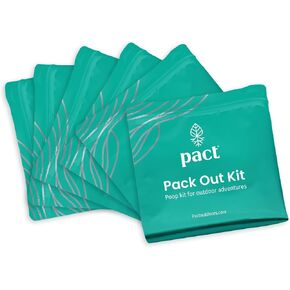 PACT Pack Out Kit - Camping Poop Kit Includes Wet Wipes, Smell Proof Disposal Bags, Hand Wipes, Poop Powder for Odor and Human Waste Bags for Camping and Backpacking