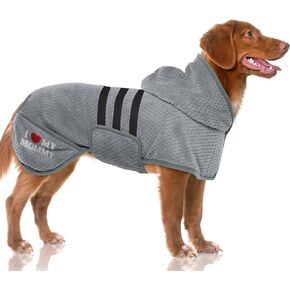 Lelepet Dog Bathrobe Towel Dog Towels for Drying Dogs Dog Drying Coat Super Absorbent & Fast Drying Adjustable Dog Robes After Bath Swim Hooded Dog Bath Robe for Small Medium Large Dogs
