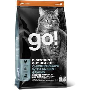 Go! Solutions Digestion + Gut Health Dry Cat Food, Chicken, 3 lbs - with Grains and Probiotic, for Digestive Health
