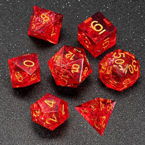 DND Dice Set Handmade 7 Accessories Sharp Edge Dice for Dungeons and Dragons TTRPG Games, Multi-Sided RPG Polyhedral Resin Sharp Edge Dice Roleplaying Games Shadowrun Pathfinder MTG in Kuwait