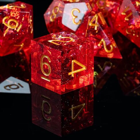 DND Dice Set Handmade 7 Accessories Sharp Edge Dice for Dungeons and Dragons TTRPG Games, Multi-Sided RPG Polyhedral Resin Sharp Edge Dice Roleplaying Games Shadowrun Pathfinder MTG in Kuwait