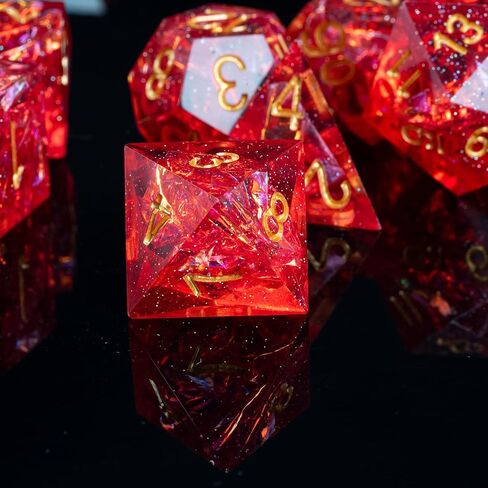 DND Dice Set Handmade 7 Accessories Sharp Edge Dice for Dungeons and Dragons TTRPG Games, Multi-Sided RPG Polyhedral Resin Sharp Edge Dice Roleplaying Games Shadowrun Pathfinder MTG in Kuwait